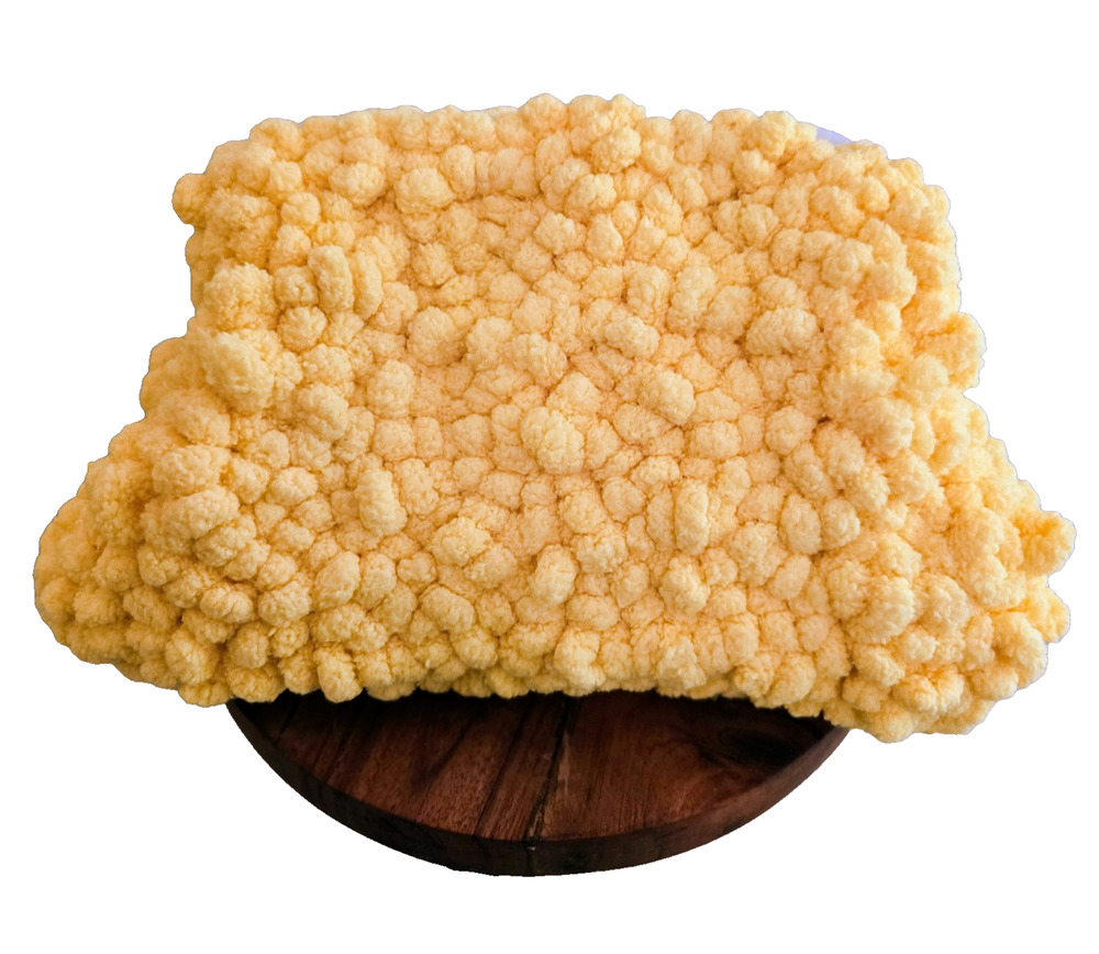 Handmade yellow thick chenille yarn clutch handbag